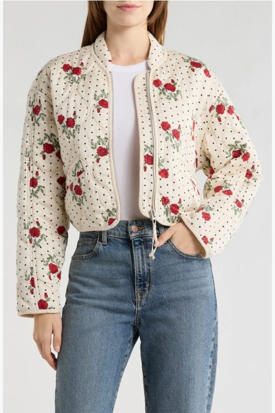 BLANK NYC Quilted Rose polka Dot Jacket NWT Large
